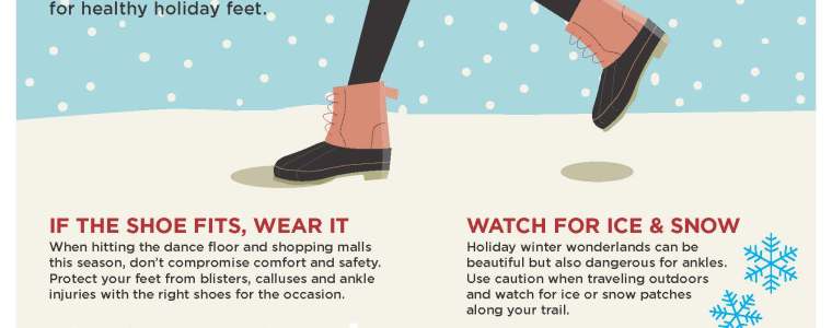 Infographic of tips for healthy holiday feet