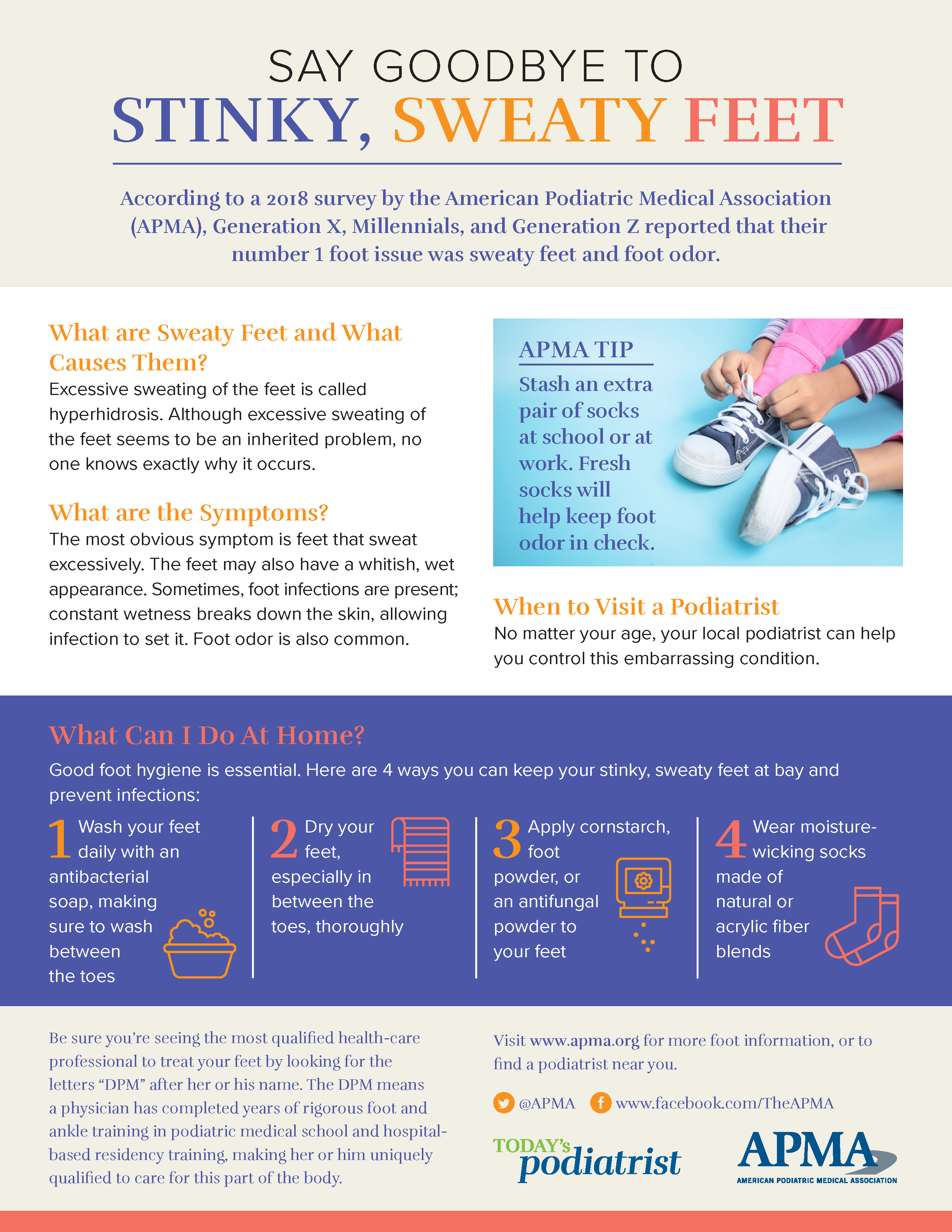 Infographic tips to treat sweaty feet and food odor