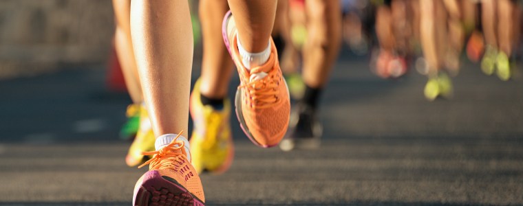 Photograph of shoes while running a marathon