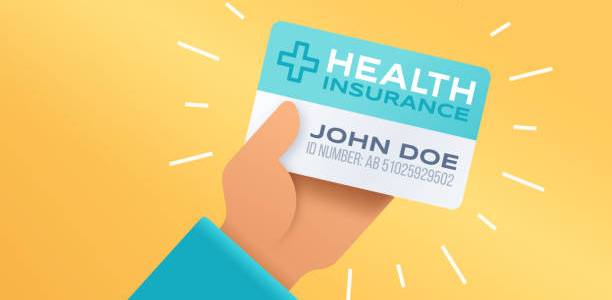 Illustration of a person holding a health insurance card.