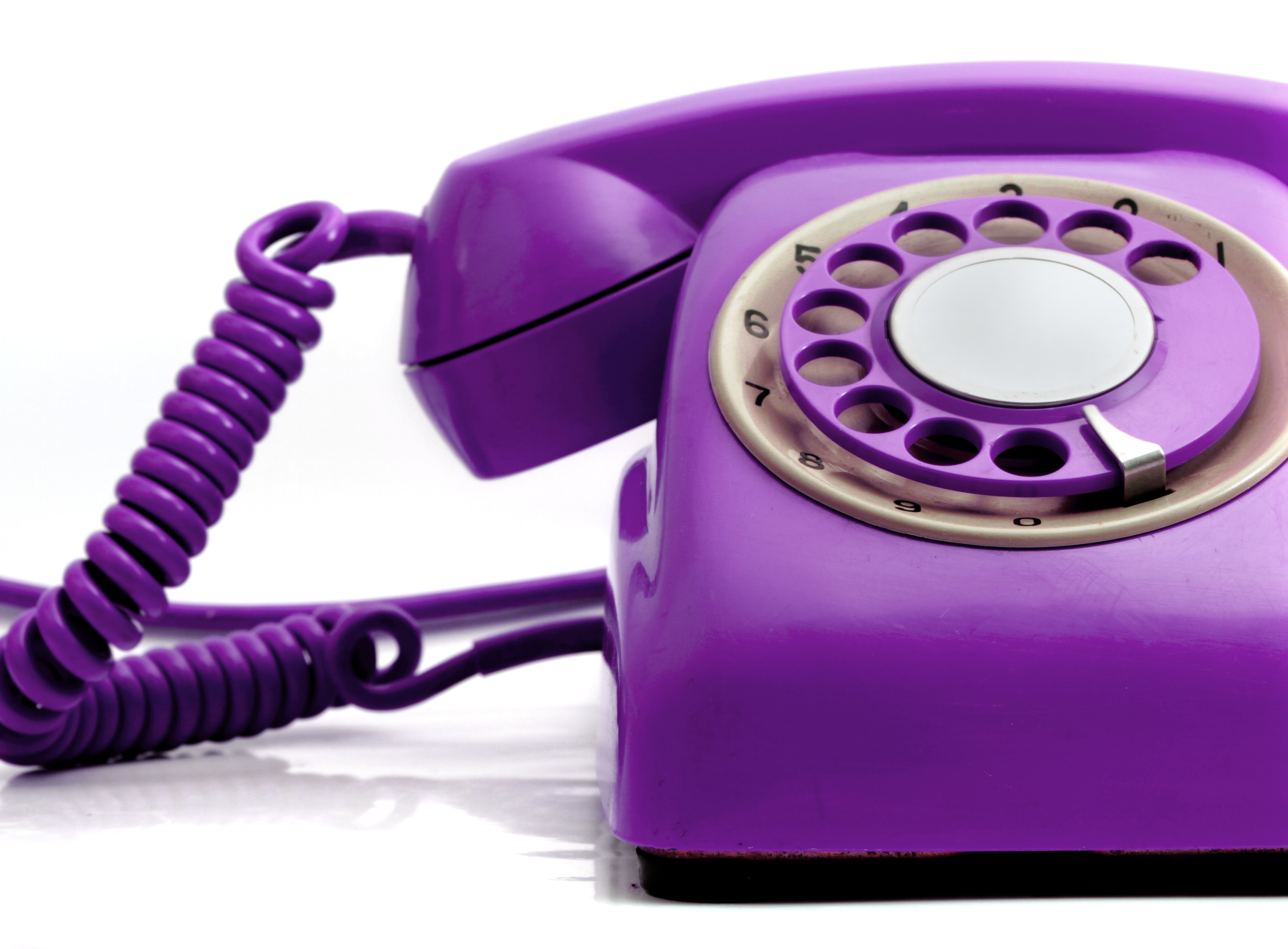 Photograph of purple retro telephone